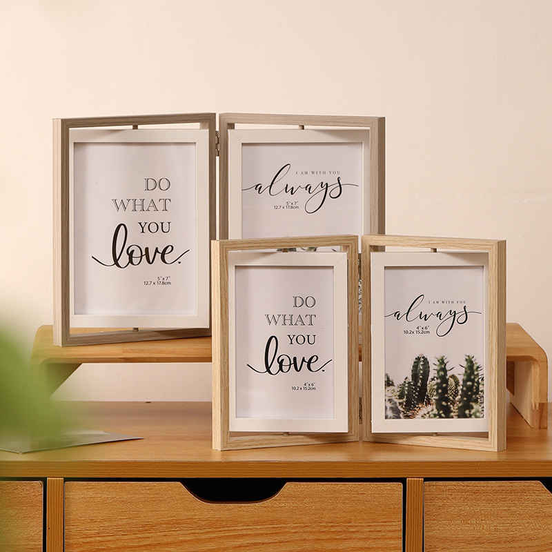 Double-Foldable Double-Sided Rotating Photo Frame Display Stand Printed Photo Album 567inch Best Friend Couple DIY Commemorative Gift Picture Frame