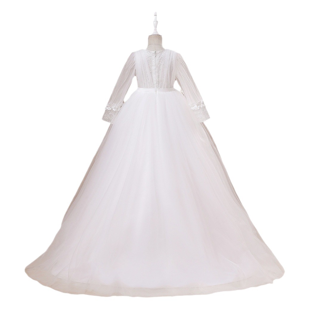 Vestido de niños nuevos europeos y americanos Vestido de princesa de manga larga de estilo occidental mediano y grande para niños trailing Mesh pettiskirt vestido de noche para niñas