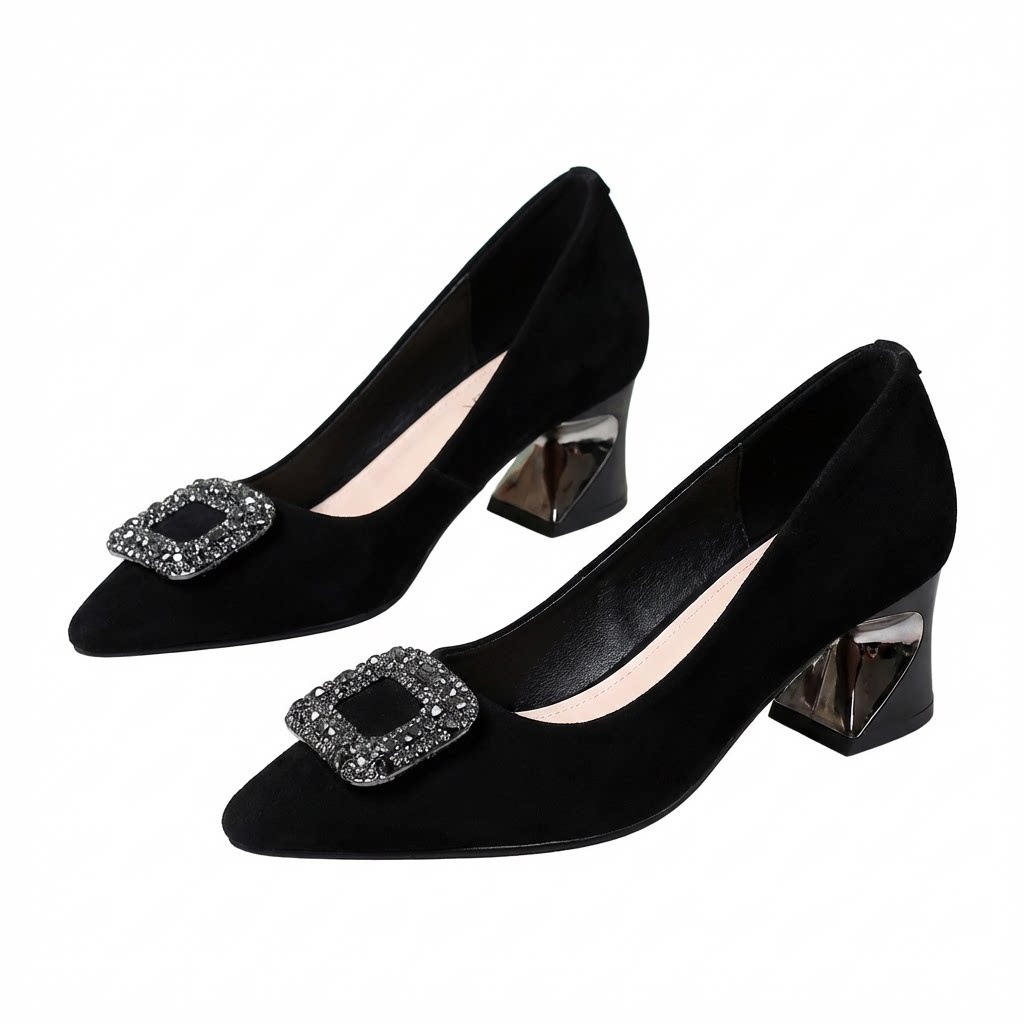 Mueller negro francés zapatos de mujer primavera nuevo cuadrado tacones gruesos zapatillas medio temperamento retro un pie zapatos de calzado