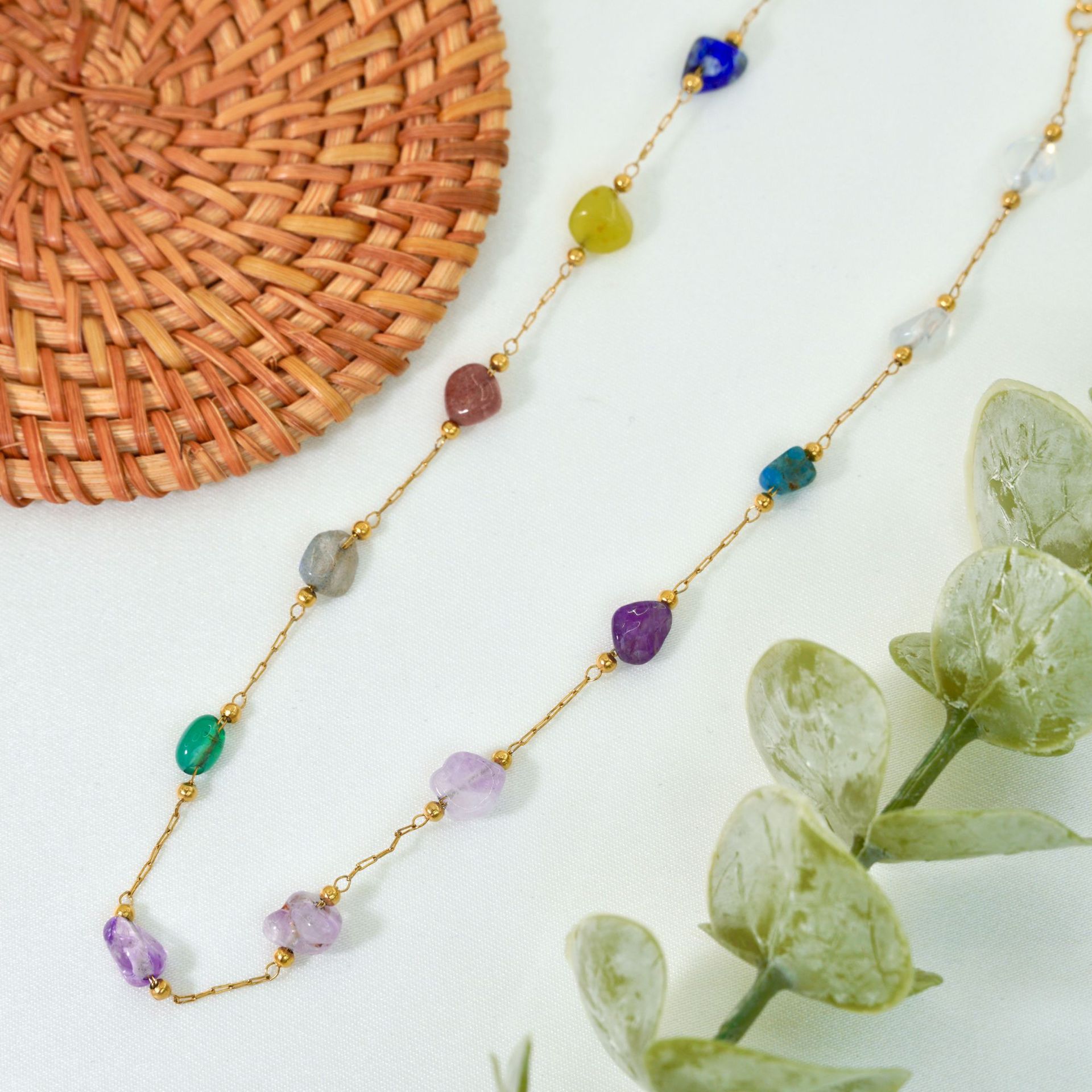 Necklace Classification Elegant Geometric Natural Stone Titanium Steel Necklace