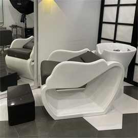 理发店洗头床半躺式网红美发店陶瓷不锈钢发廊专用按摩头疗冲水床