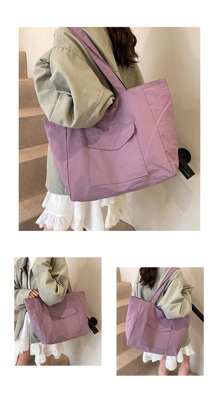Cross-border laid-back style nylon bag for women 2025 new casual large-capacity shopping handbag, simple and lightweight single-shoulder bag undefined