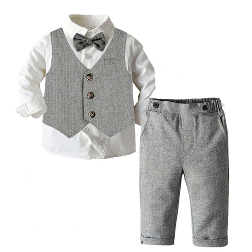Cross-border boys and gentlemen's suit, new autumn dress, long-sleeved trousers, vest, hat, multi-piece set, solid color performance dress