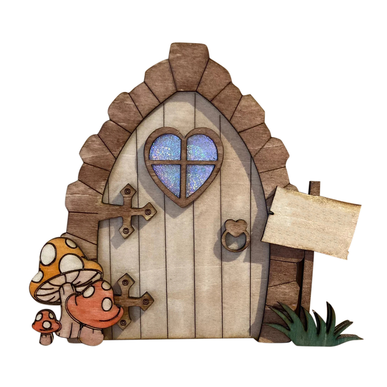 Puerta de madera de Pascua creativa de cuento de hadas Puerta de hadas Conejo Setos Decoración 2D Artesanías de madera Ornamentación
