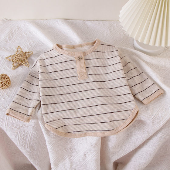 Japanese and Korean style round neck open chest cotton T-shirt for boys and girls old long sleeve bottoming shirt has always liked plain art T-shirt