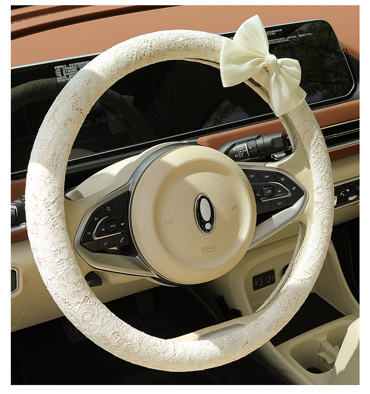 New Car Steering Wheel Cover for All Seasons and Summer, Non-Slip, Universal Fashionable Lace Female Cute Handlebar Cover, Cross-Border Supply