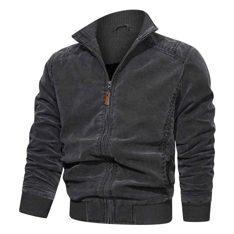 AliExpress Wish, внешняя торговля, хлопковая выстиранная винтажная Мужская осенняя куртка, повседневный свободный комплект, мужской воротник, мужской