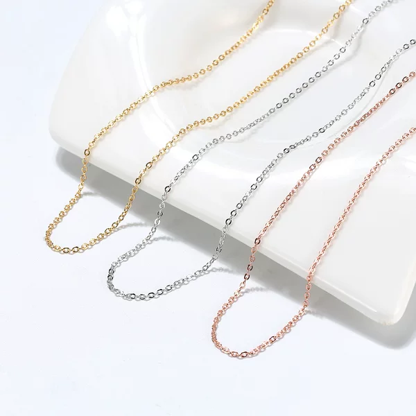 Huancai Premium Selection S925 Silver Necklace 1.2mm Polished Chain Clavicle Chain for Men and Women Accessories