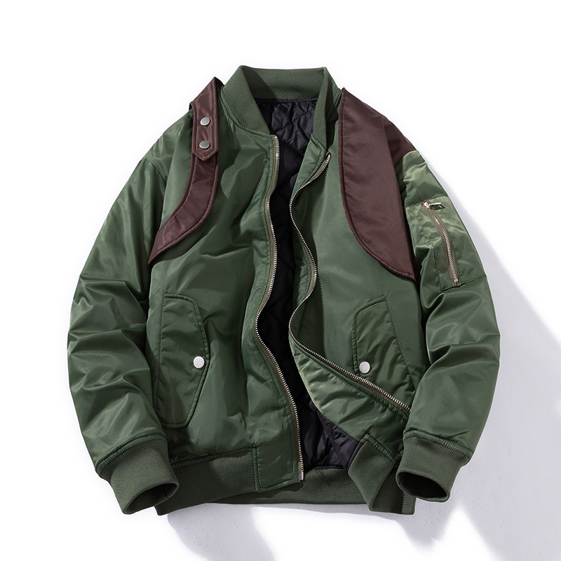 Men's Clothing men's jacket casual loose thickened baseball jacket men's trendy brand cotton coat_voghion.com