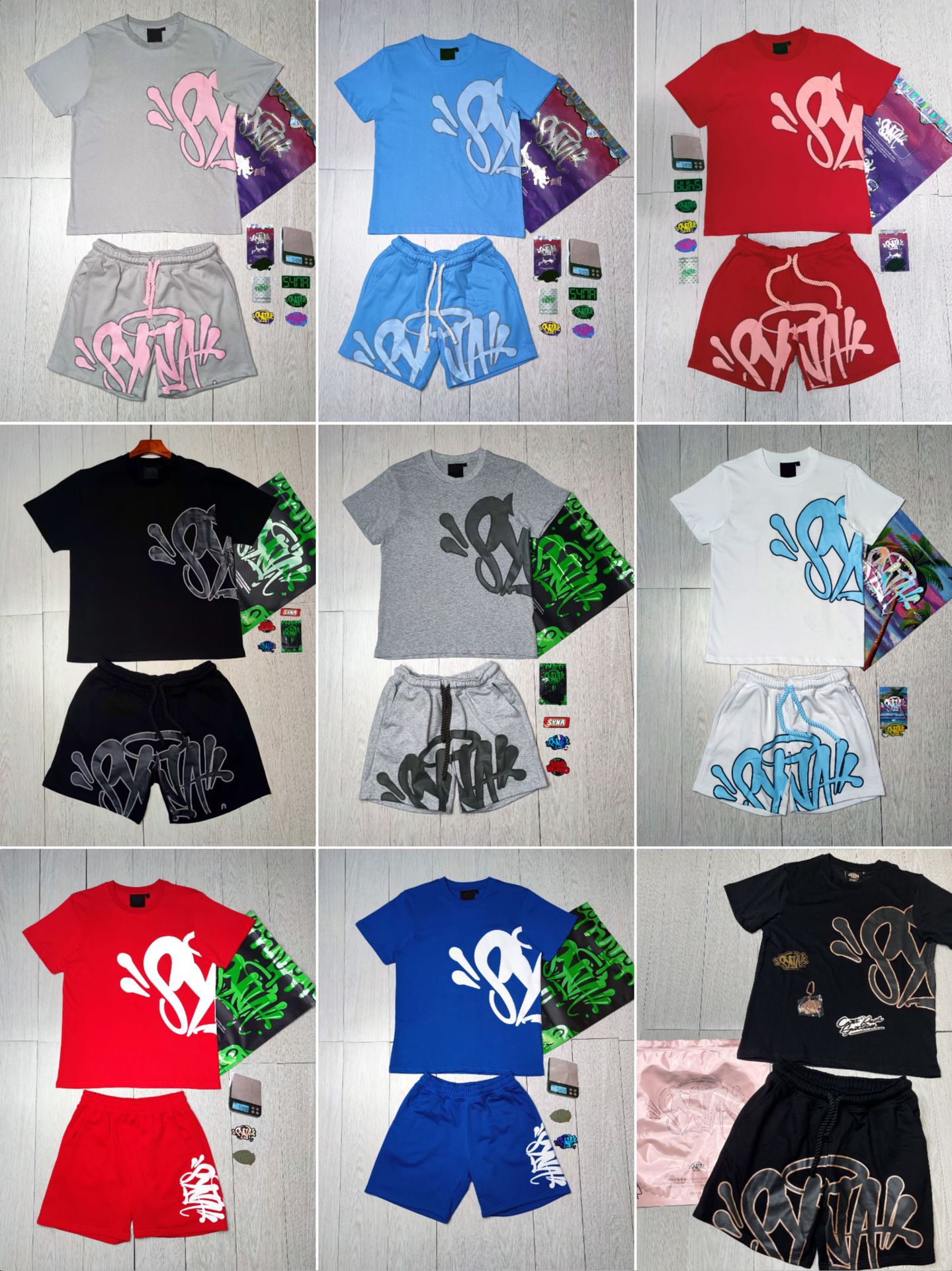 Alta calidad Syna World Hip Hop espuma impresión de manga corta camiseta casual suelta pantalones cortos Syna set