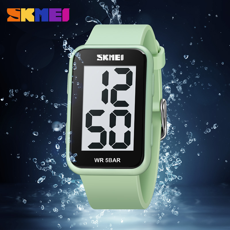 Fashionable electronic waterproof square watch for men and women