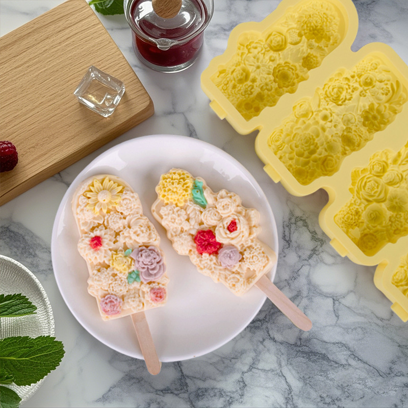 Sanxin nuevo modelo de 4 flores helado molde de silicona casero helado infantil helado grasa de alimentos