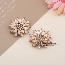 DIY饰品配件 45mm新款合金水晶马眼花盘钻扣 香槟色