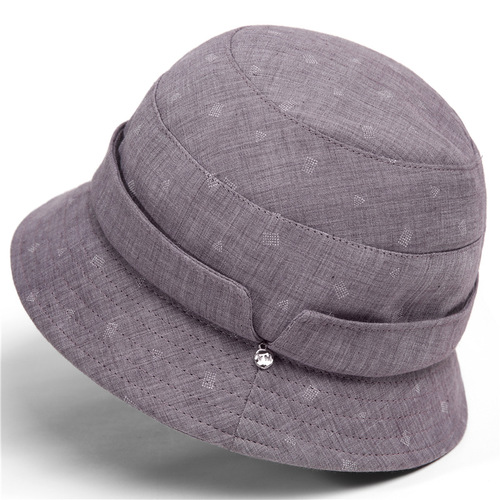 Women's Spring and Summer Flat Brim Bucket Hat for Middle-Aged and Elderly, Simple Mother Hat, Thin Rim Fabric Hat, Fisherman Hat, Sun Protection Hat