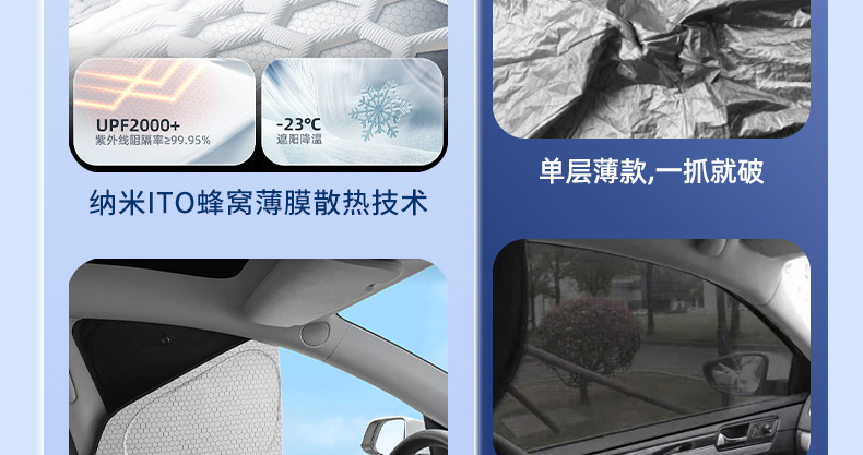 Suitable for Tesla Graphene Sunshade, Opaque Privacy Curtain, Sun Protection, Heat Insulation, Car Sunshade