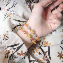 天然水晶金发晶钛晶貔貅黄水晶手链女情人节生日礼物批发