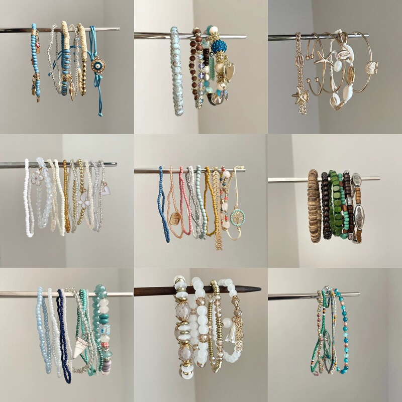 Cross-Border Bohemian Style Beaded Stacking Bracelets with Niche Design, Versatile and Unique Vintage Stacking Beaded Bracelets
