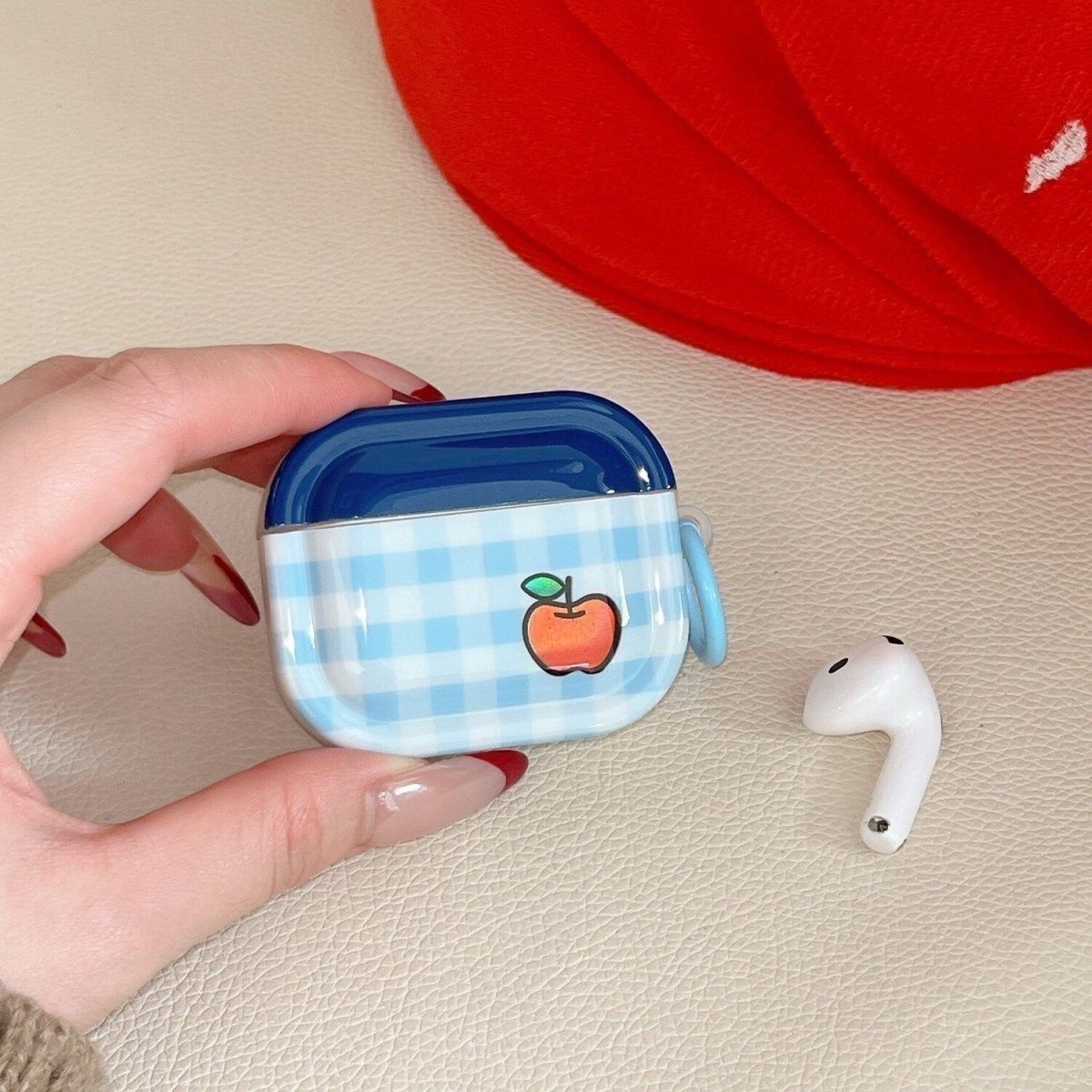 Blue Grid Red Apple AirPods4 Bluetooth Cover AirPods Pro3 auriculares 5th Generation