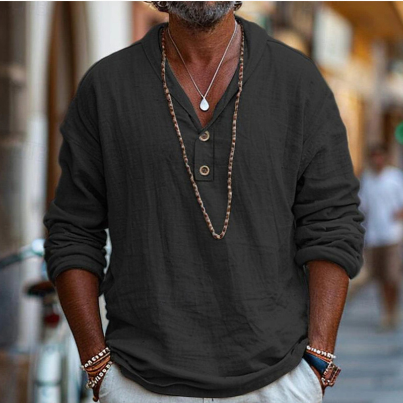 Men's Shirt Cross Border Independent Station Daily Summer Long Sleeve Plain Color with Collar Spring Summer Casual Daily Clothing Men's Shirt Cross Border Independent Station Daily Summer Long Sleeve Plain Color with Collar Spring Summer Casual Daily Clothing