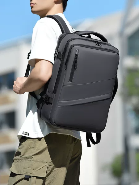 Cross-Border Backpack Large Capacity Men's High-End Backpack Commuter Style Business Computer Bag Expandable Backpack