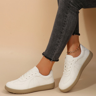 Retro Moral Training Women's Shoes 2025 New Summer Flats Wear-Resistant White Sports and Leisure Forrest Gump Shoes Lace-Up Sneakers