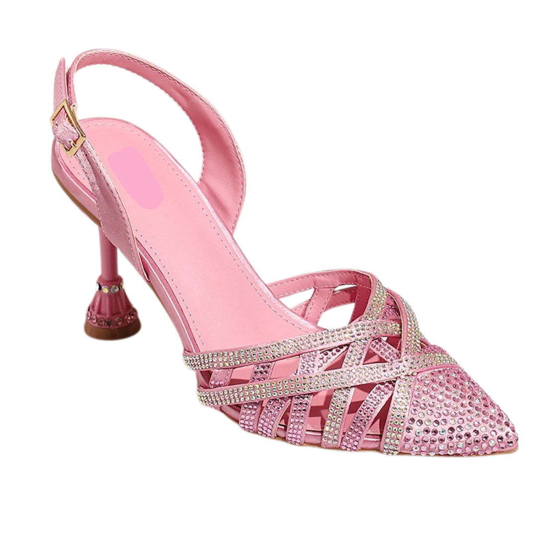 Selección estricta de zapatos de diseño italiano, nuevas sandalias de tacón alto, banquete de boda, zapatos de mujer de diamante de punta
