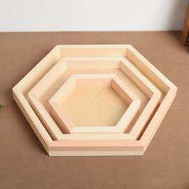 定制厂家松木六边形木托盘简约几何形木质收纳盘烘焙拍摄道具木盘