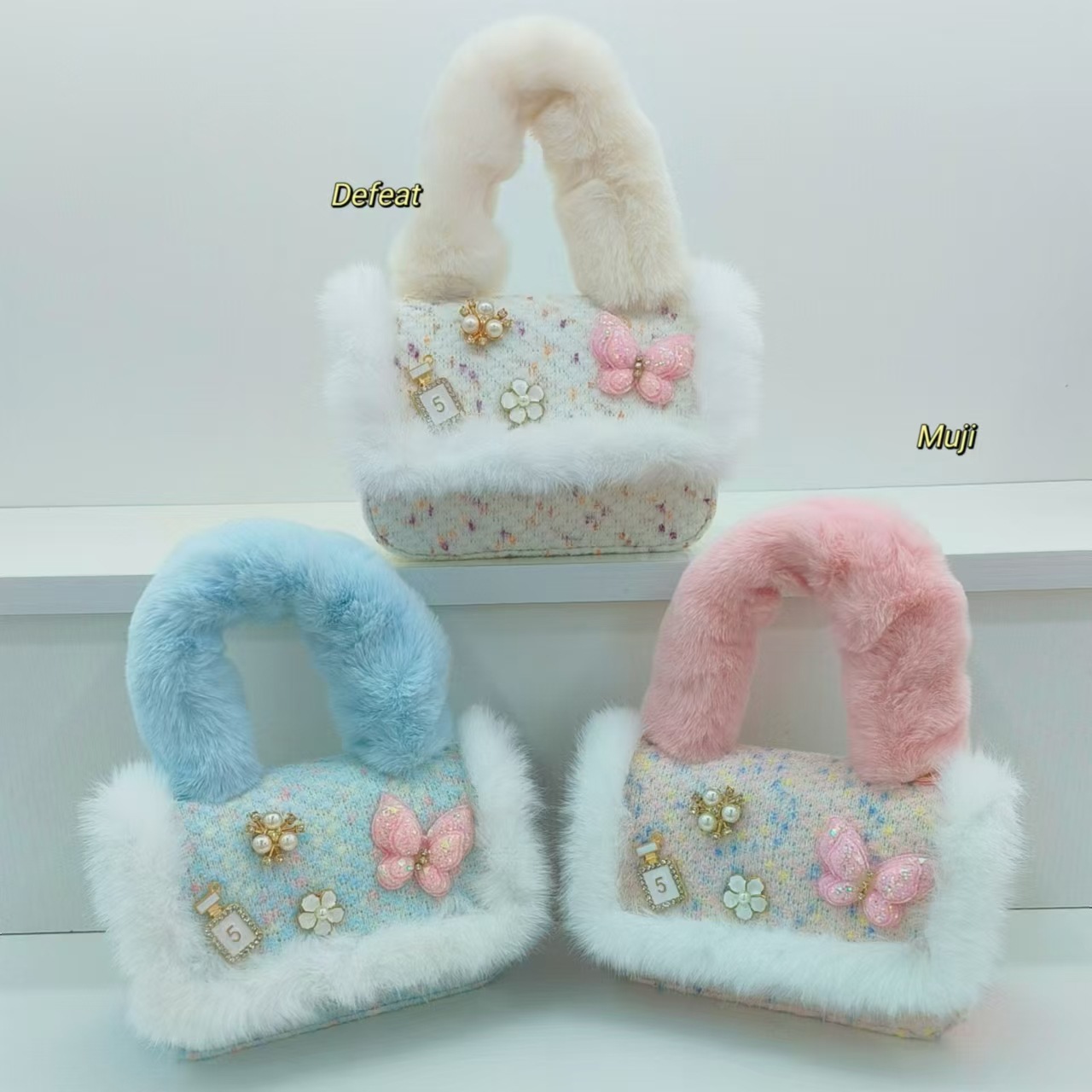 Bolso de peluche de estilo extranjero, bolso de hombro, bolso de accesorios para bebés de niña, bolso de cambio, bolso de moda