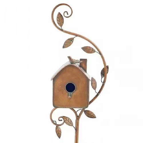 Cross-border birdhouse bracket metal ornaments outdoor birdhouse birdhouse garden decoration metal crafts ornaments