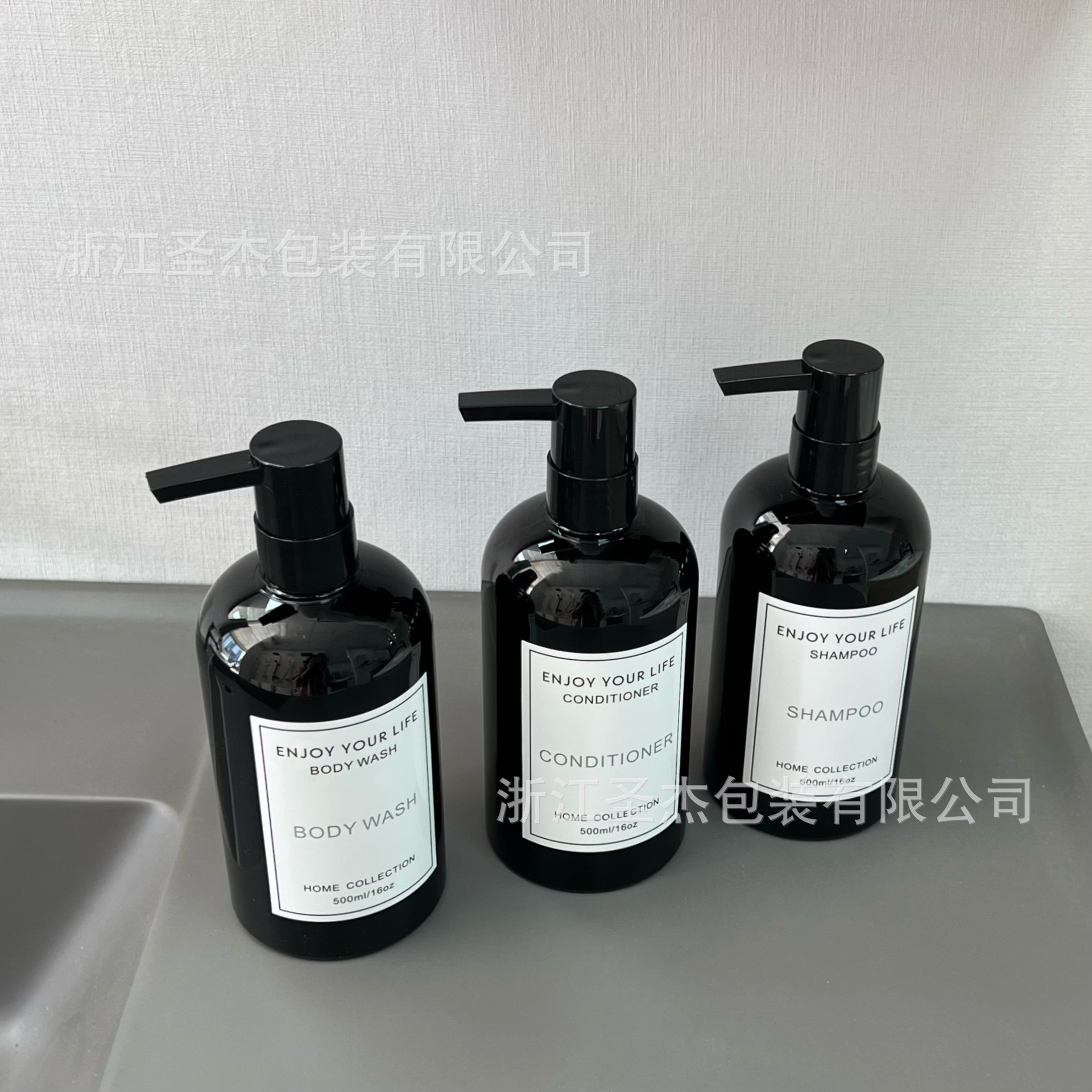 4cc Big Dead Lotion 500ml Botella de Boston Hotel Champú Gel de ducha Acondicionador de manos Botón negro