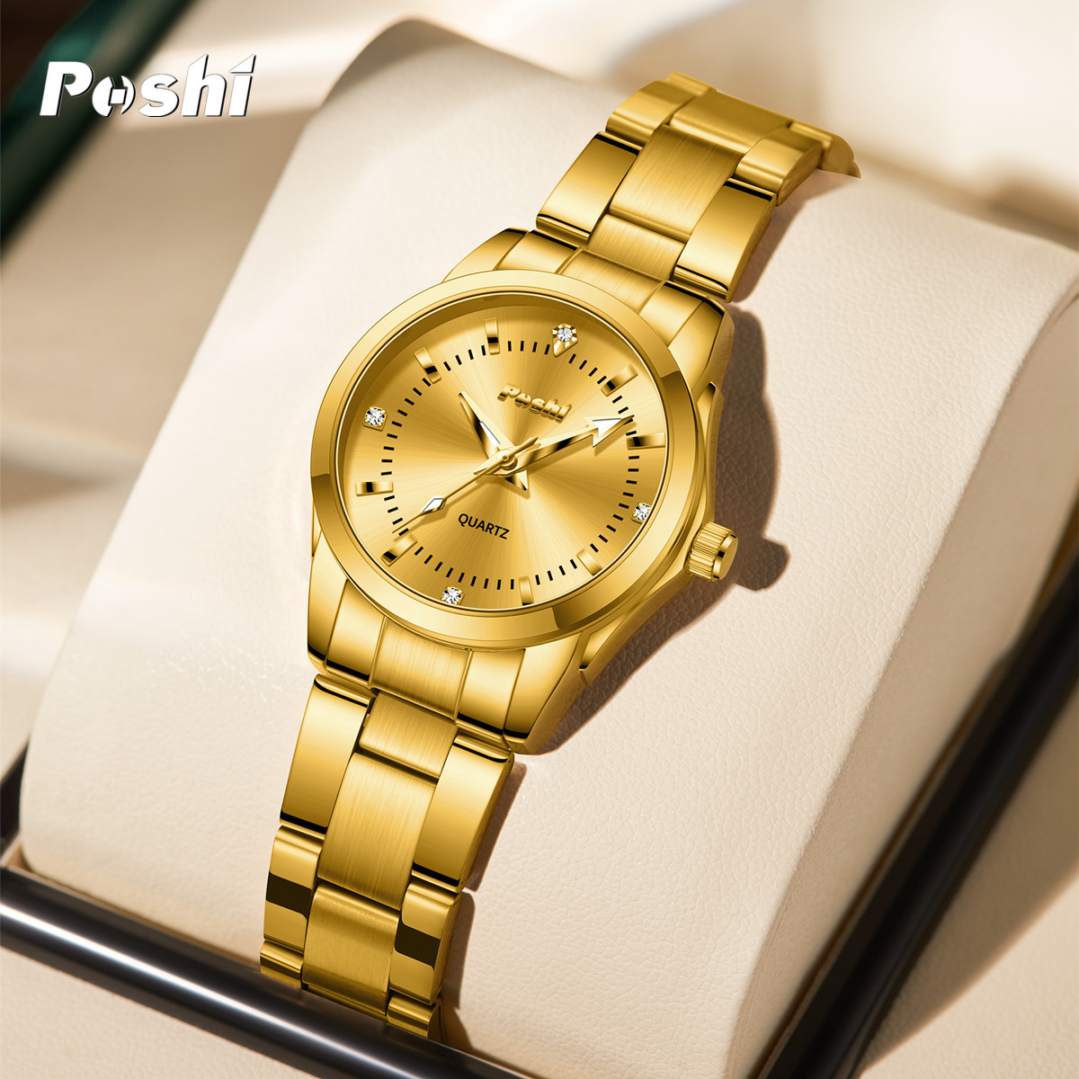 Una pieza de envío POSHI Watch Diamond Impermeable Luminoso Moda Simple Cinturón de acero Cuarzo Reloj para mujer Reloj para mujer