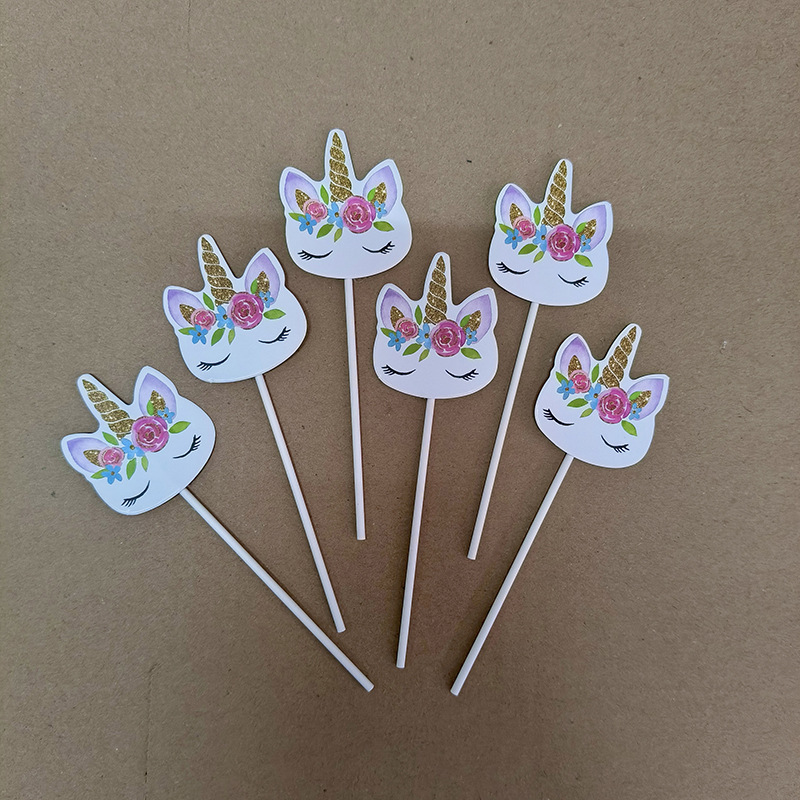 Decoración de fiesta de unicornio transfronterizo de papel arcoíris pajita desechable de cóctel degradable decoración de pastel
