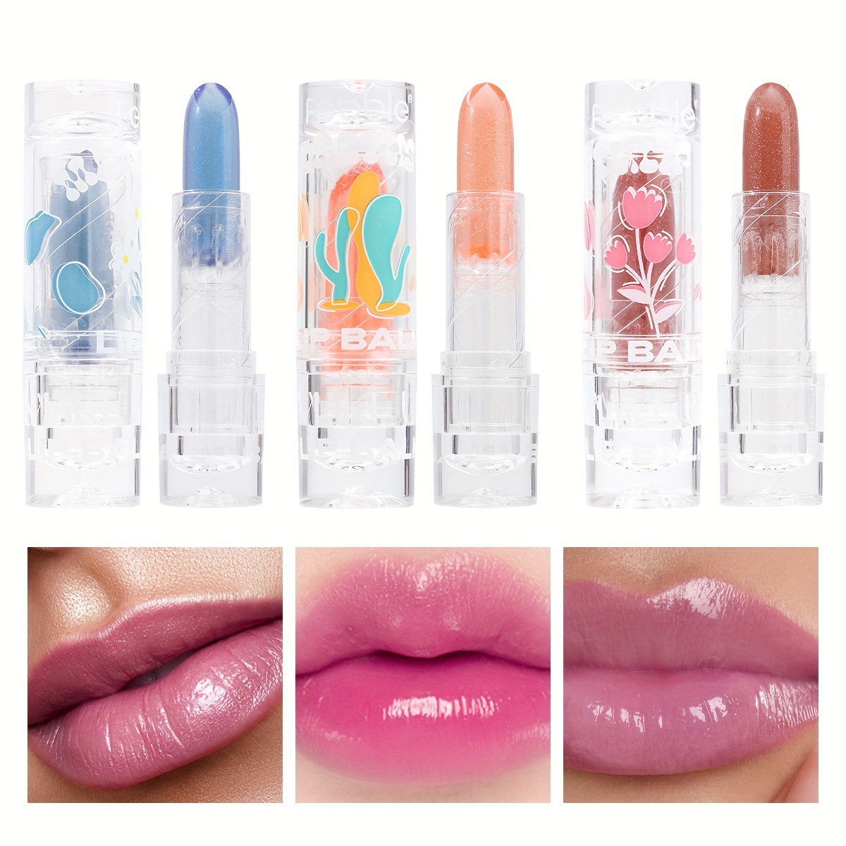 USHAS Bálsamo labial de punto transfronterizo europeo y americano, hidratante e hidratante, lápiz labial impermeable que cambia de color de larga duración FBC020