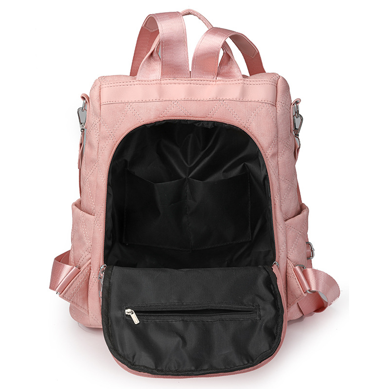 Nueva mochila de cuero suave antirrobo para mujer de gran capacidad y moda Lingge al aire libre mochila de doble uso para viajes ligeros al por mayor