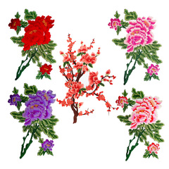 臻美繡品 服裝輔料刺繡花邊立體布貼民族DIY衣服補貼大花旗袍廠價