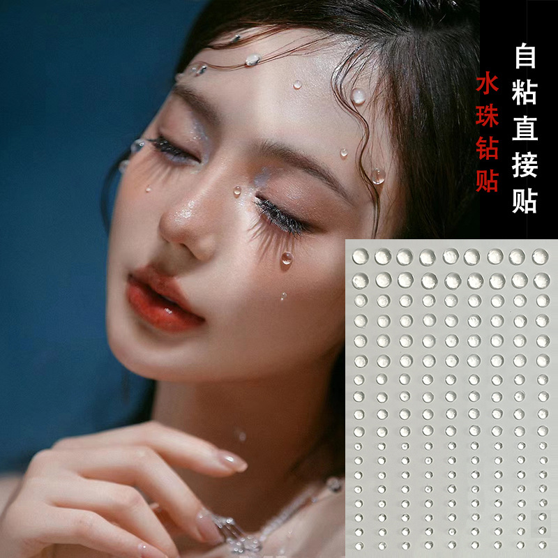 Raíz de montaña flash diamante lágrima Pegatinas de diamante pentagrama estrella ojo maquillaje gota de agua roto Diamante autoadhesivo dopamina Perla cara pegada Diamante