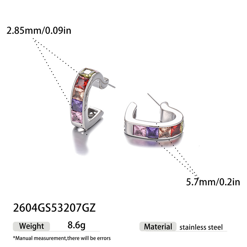 Taina Europa y los Estados Unidos fábrica de acero inoxidable transfronteriza directa venta caliente aretes de diamantes de color geométricos moda aretes de diamantes al por mayor