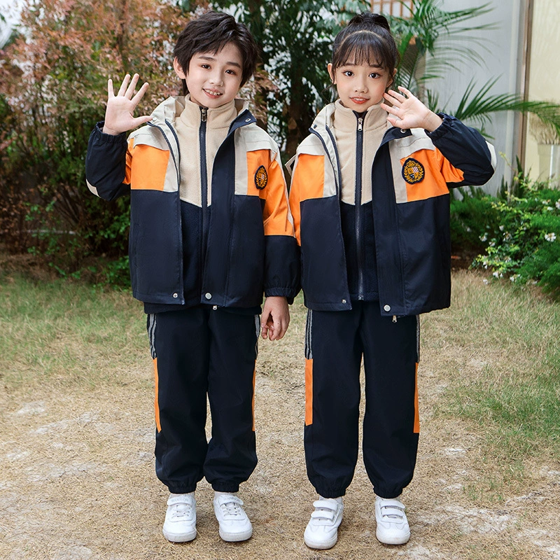  Autumn down jacket for kindergarten for elementary school students, uniform, children's sports winter set, 3 piece set