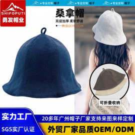 跨境毛巾布桑拿帽出口日本男沐浴汗蒸温泉护发帽女双层纯色渔夫帽