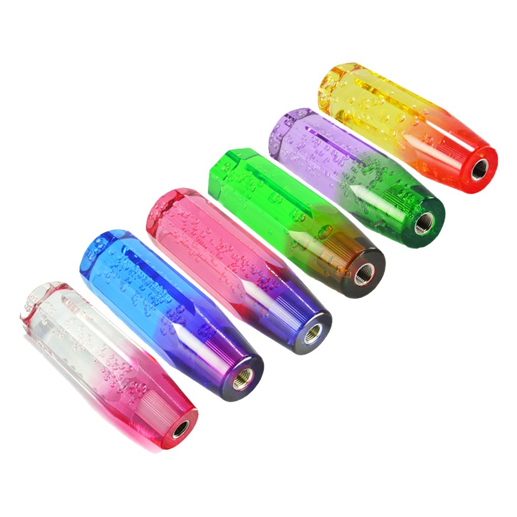Cabeza de cambio de cristal acrílico de dos colores octogonal cabeza plana cabeza de la manija de cambio transparente de dos colores onda palo palanca de cambio interior del coche