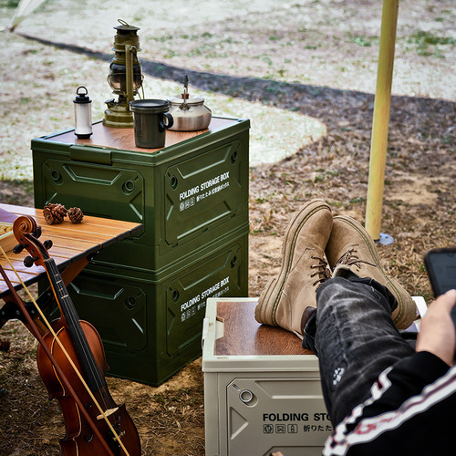 Outdoor camping 5-open storage folding box camping wooden lid storage box car backup storage box picnic storage box