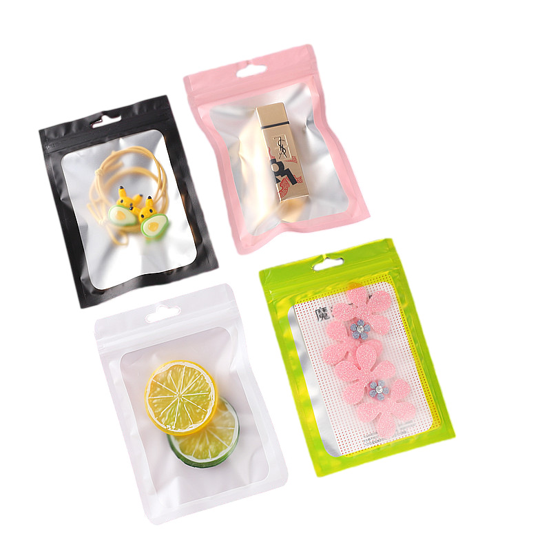 Ventana de color esmerilado yin y yang bolsa de papel de aluminio bolsa de ropa de joyería bolsa de embalaje de productos electrónicos bolsa ziplock en stock