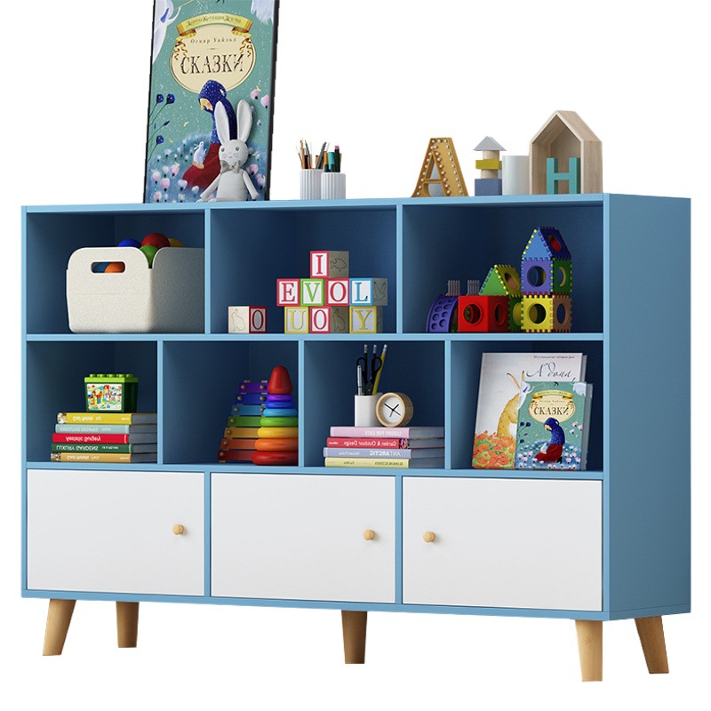 Simple estantería piso simple sala de estar rack de almacenamiento hogar estante de almacenamiento de juguete para niños estudiante a cuadros estantería corta