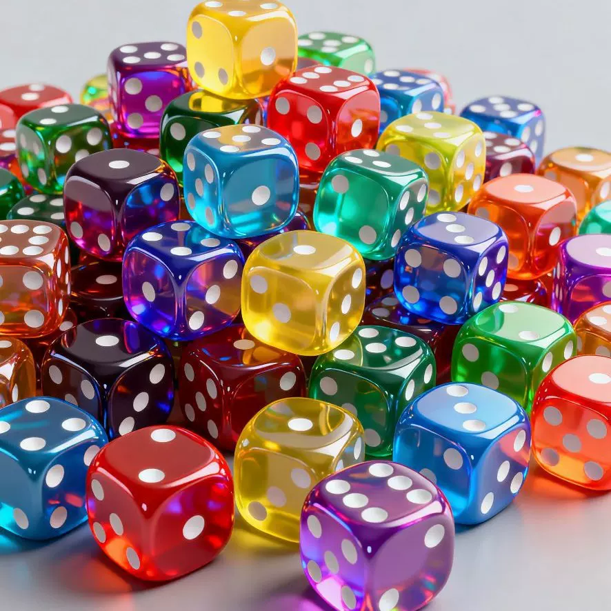 现货批发10mm彩色透明圆角桌游跑团道具游戏娱乐亚克力水晶小骰子