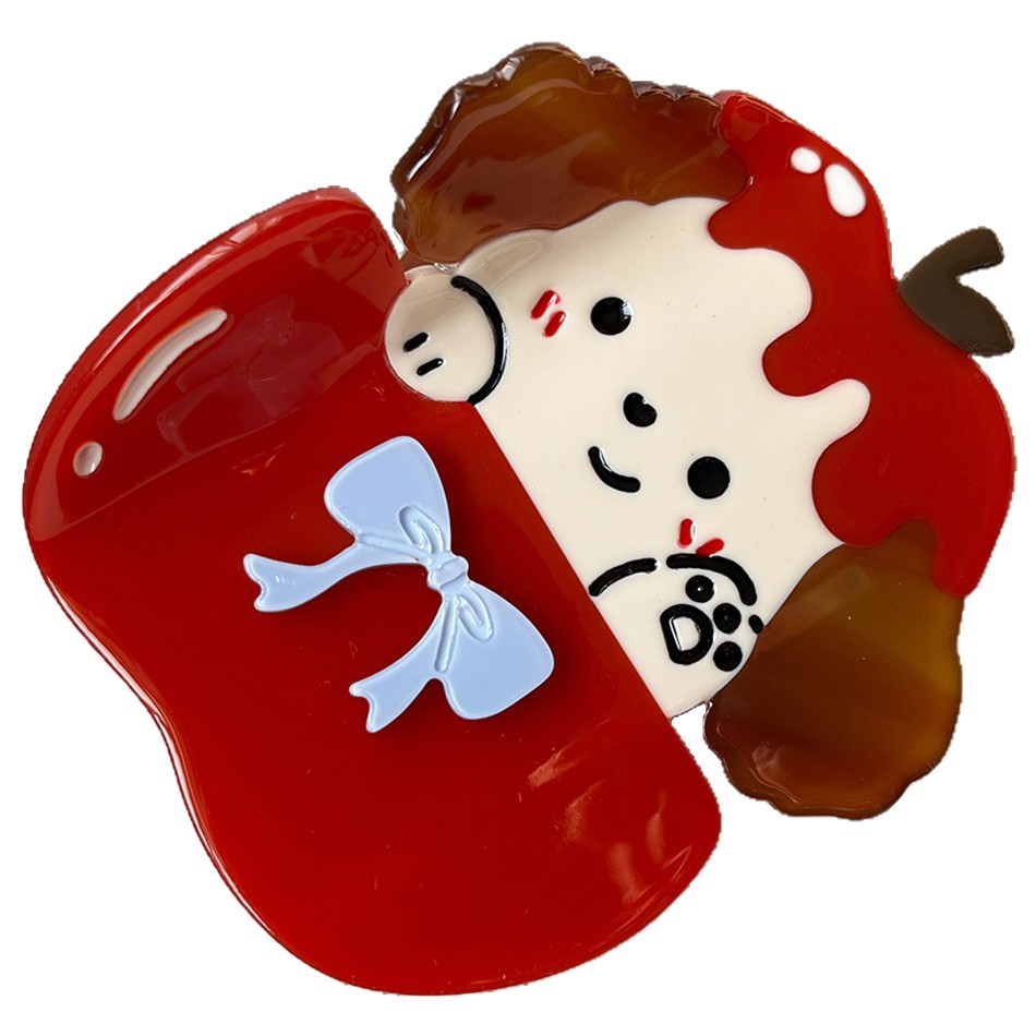 Nuevos dibujos animados de manzana perros cabello acético clips de cabello de alta calidad lindas niñas peñas rotas clips de cabello