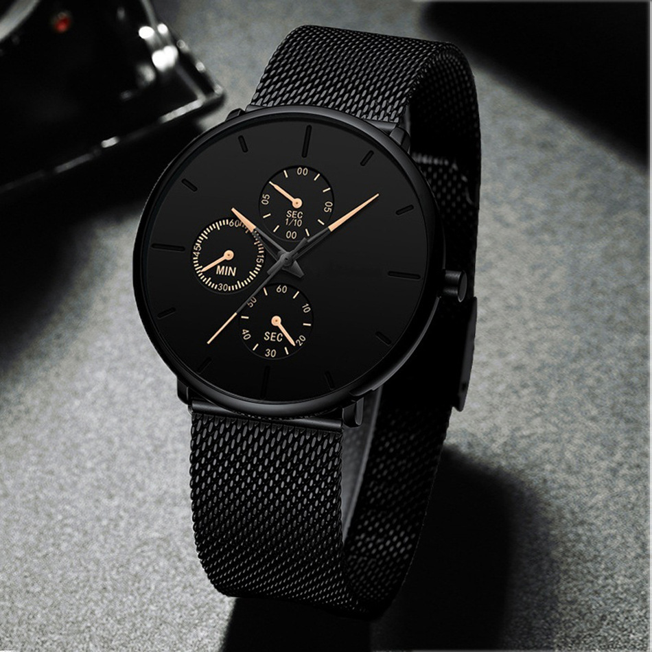 Explosions Fashion Temperament Ultra-thin Mesh With Men's Watch High-end Business Quartz Watch Spot_voghion.com