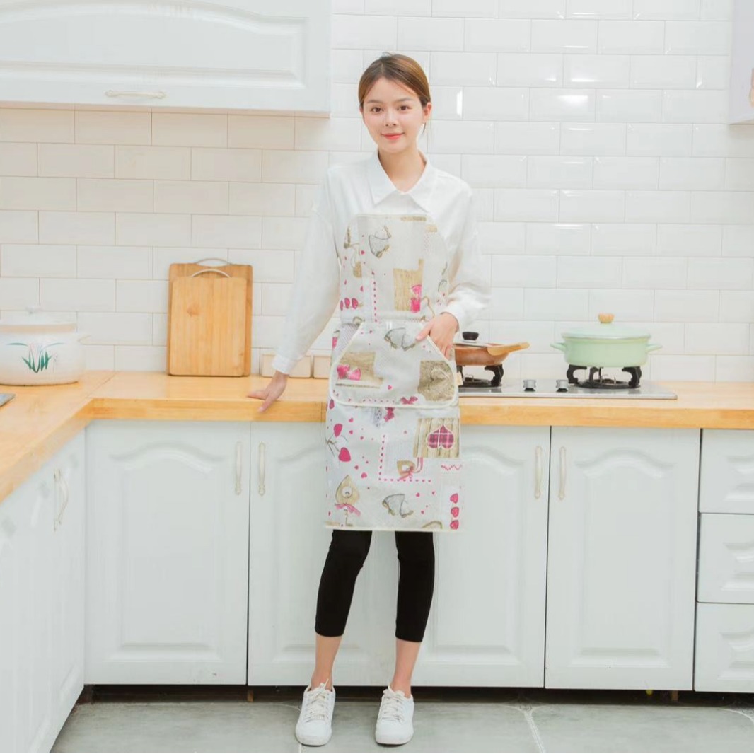 Fábrica al por mayor perezoso tie-libre delantal automático cocina práctica a prueba de aceite impermeable a prueba de manchas logotipo imprimible