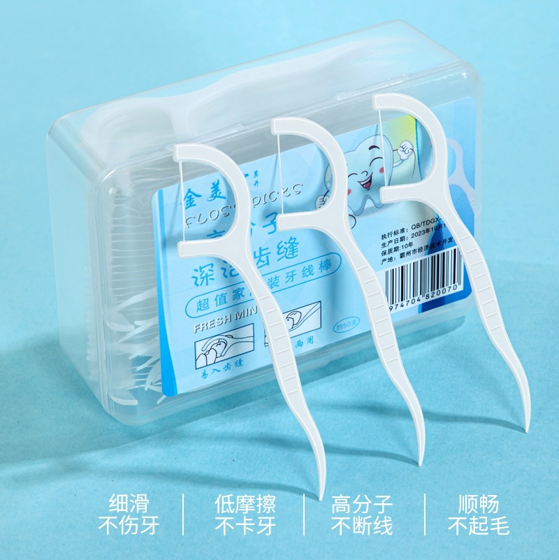 Ultrafino suave hilo dental caja casera de hilo dental empaquetado portátil independiente limpio de la fábrica de palillos de dientes al por mayor