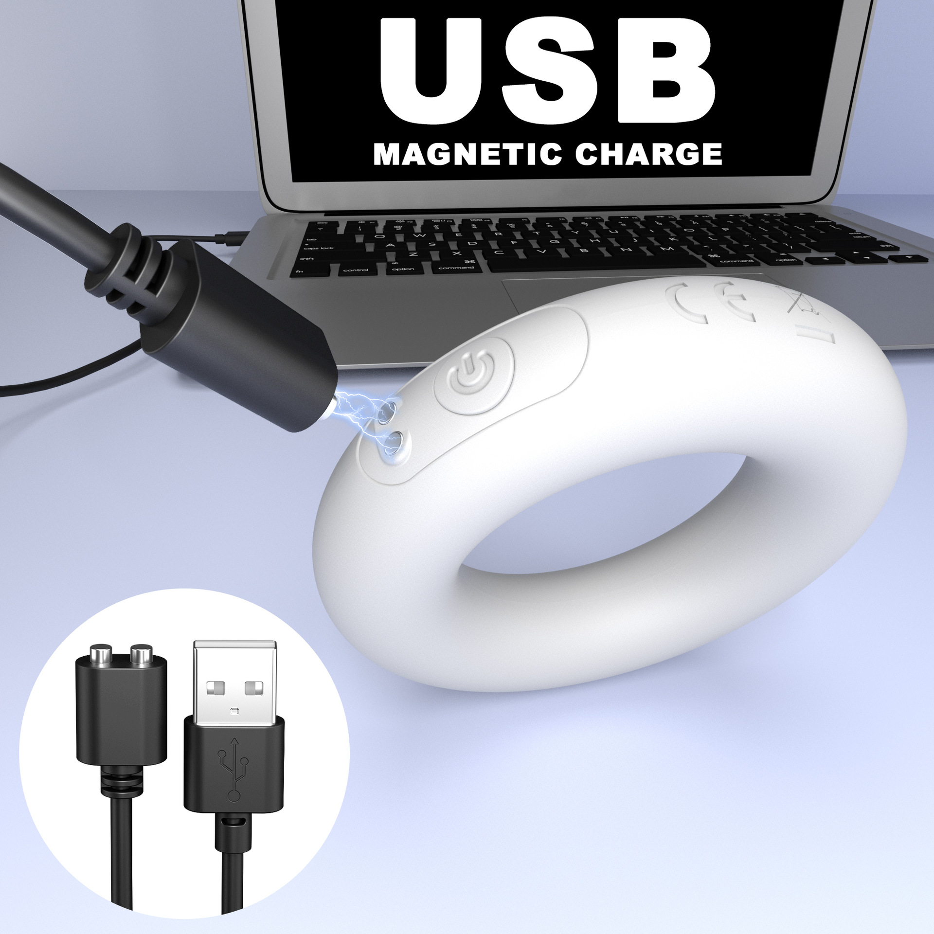 JK012 Vibrating Cock Ring, Remote-Control Silicone Couples Vibrator, White — detail image 3