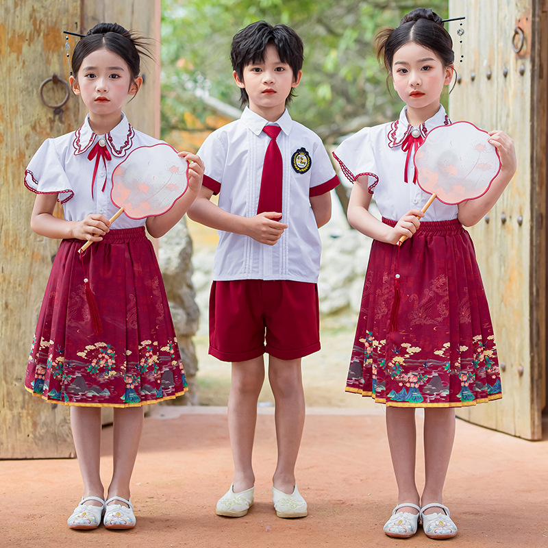 幼兒園園服夏裝英倫風畢業照班服小學生新款校服六一合唱表演服裝